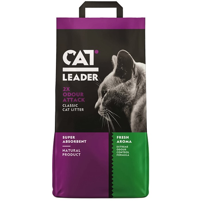 Кет Лідер (CAT LEADER) Classic 2xOdour Attack Fresh КЕТ ЛІДЕР КЛАСИК Подвійна СВІЖІСТЬ супер поглинаючий наповнювач у котячий туалет, 10 кг.
