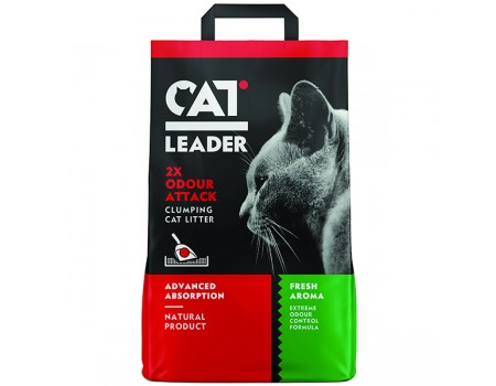 Кэт Лидер (CAT LEADER) Clumping 2xOdour Attack Fresh КЭТ ЛИДЕР ДВОЙНАЯ СВЕЖЕСТЬ ультракомкующийся наполнитель в кошачий туалет, 5 кг.