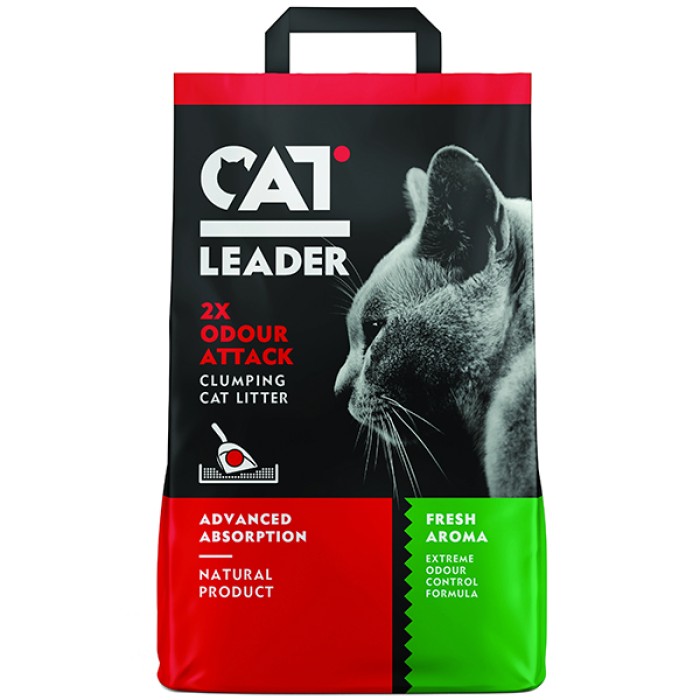 Кэт Лидер (CAT LEADER) Clumping 2xOdour Attack Fresh КЭТ ЛИДЕР ДВОЙНАЯ СВЕЖЕСТЬ ультракомкующийся наполнитель в кошачий туалет, 5 кг.