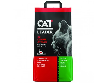 Кет Лідер (CAT LEADER) Clumping 2xOdour Attack Fresh КЕТ ЛІДЕР Подвійна СВІЖІСТЬ ультракомкующийся наповнювач у котячий туалет, 10 кг.