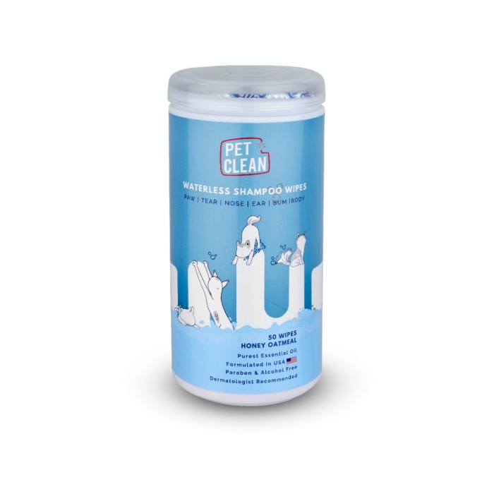 Серветки вологі Pet Clean PET WATERLESS SHAMPOO WIPES швидке очищення складок з медово-вівсяним ароматом 50 шт.