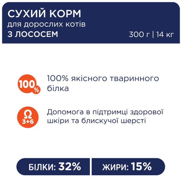 Club 4 Paws Premium "З лососем" Корм для дорослих котів, 2 кг