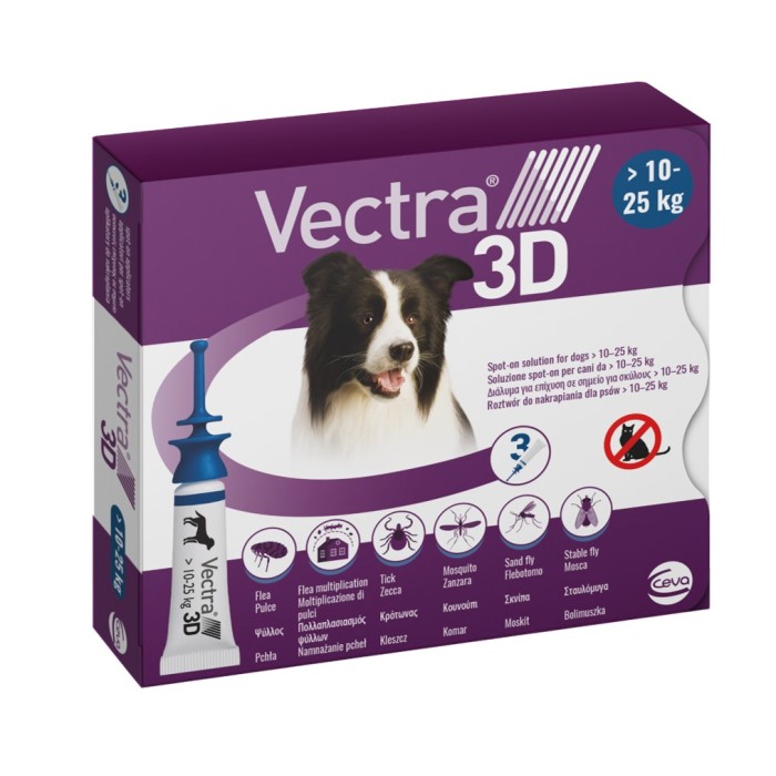 Ceva (Сева) VECTRA 3D (ВЕКТРА 3D) капли от блох и клещей для собак 10.1 - 25.0 кг (3 х 3,6мл)