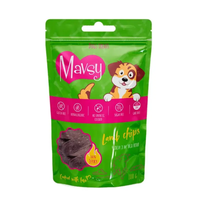 Лакомство для собак Mavsy-lamb chips, чипсы из мяса ягненка, 100 г