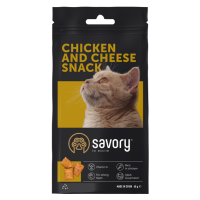 Ласощі для заохочення котів Savory Snack Chicken and Cheese, подушечки з куркою та сиром, 60 г
