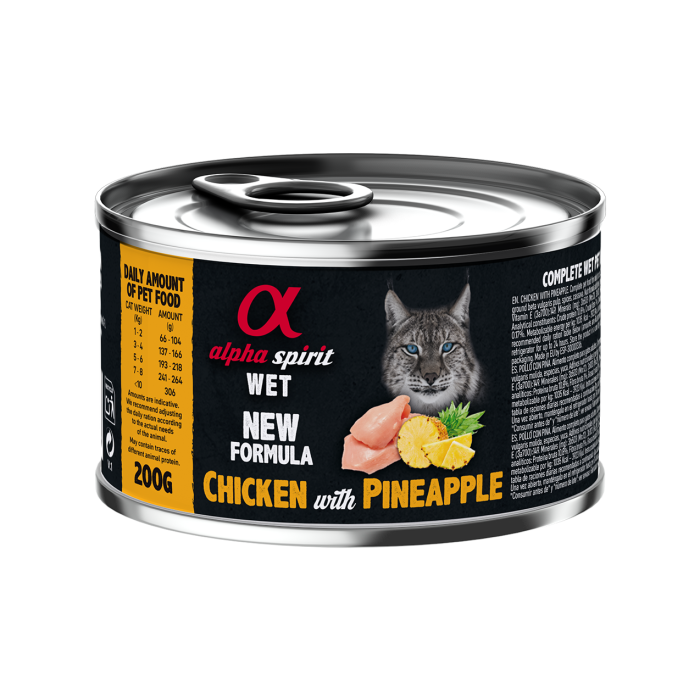 Повнораціонний вологий корм Alpha Spirit Chicken with Paineapple, для дорослих котів, курка та ананаси, 200 г