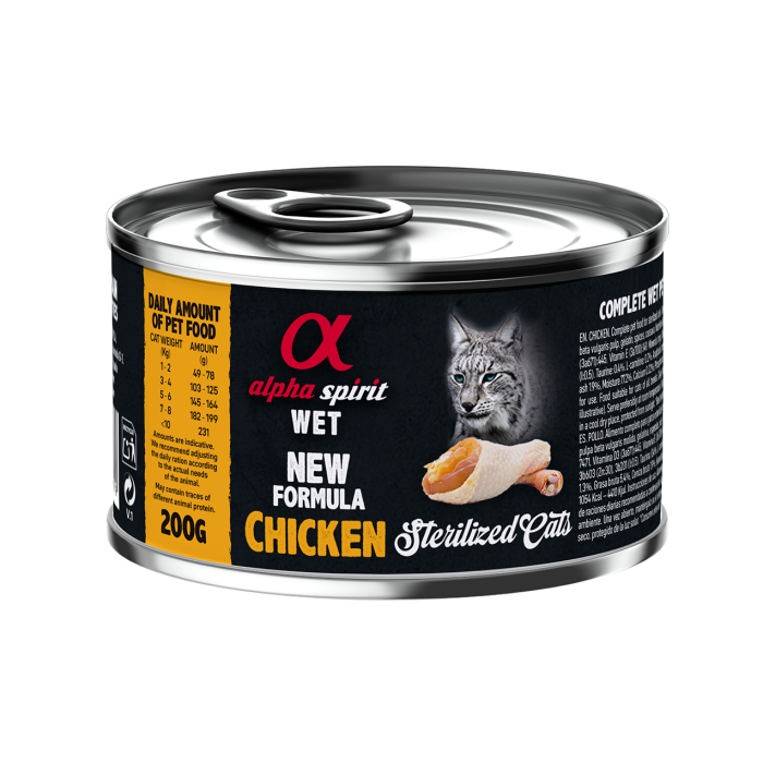 Повнораціонний вологий корм Alpha Spirit Chicken Sterilized, для дорослих стерилізованих котів, курка, 200 г