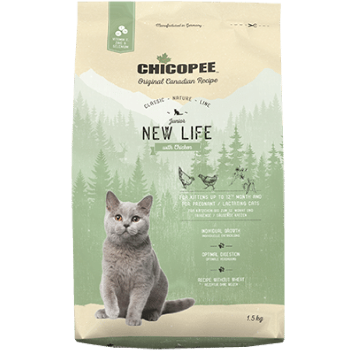 Chicopee СNL NEW LIFE CHICKEN корм для кошенят та вагітних кішок КУРИЦЯ, 15 кг