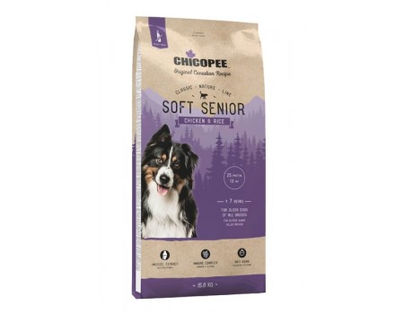 Chicopee CNL Soft Senior Chicken & Rice – полувлажный корм для пожилых собак всех пород с курицей и рисом. 15 кг