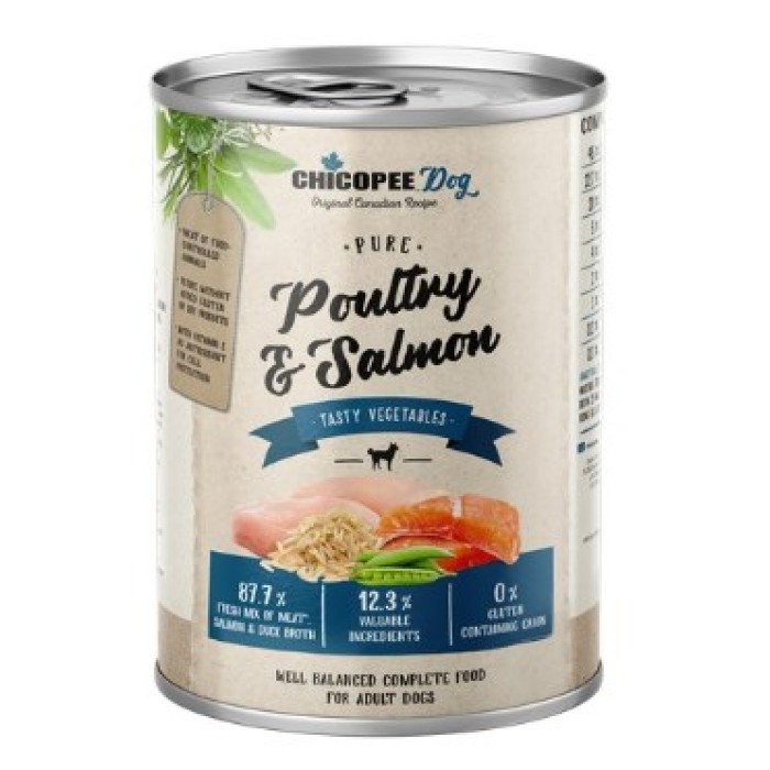 Консерви Chicopee Dog Adult Pure Poultry & Salmon для цуценят та дорослих собак, птах з лососем, 800г