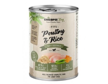 Консервы Chicopee Dog Adult Pure Poultry & Rice для щенков и взрослых собак, птица с рисом, 800г