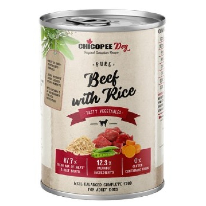Консерви Chicopee Dog Adult Pure Beef & Rice для цуценят та дорослих собак, яловичина з рисом, 400г