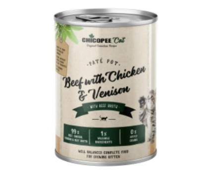 Консерви Chicopee Kitten Pate Beef & Chicken & Venision для кішок, яловичина, курка з олениною, 400г