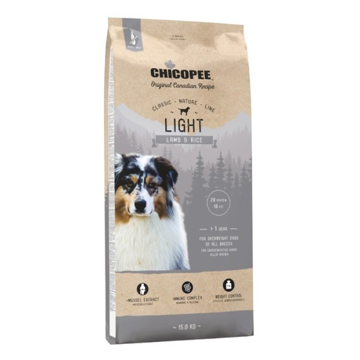 Chicopee CNL Adult Light Lamb and Rice - низькокалорійний корм Чікопі Класик для собак 15 кг