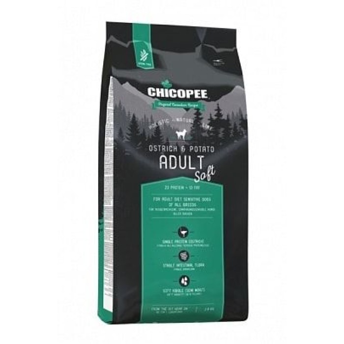 Chicopee HNL Soft Adult Ostrich and Potato - напіввологий корм Чікопі Холістик для собак усіх порід, 2 кг