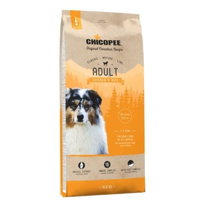 Chicopee CNL Adult Chicken and Rice - корм Чікопі Класик для собак усіх порід, 15 кг