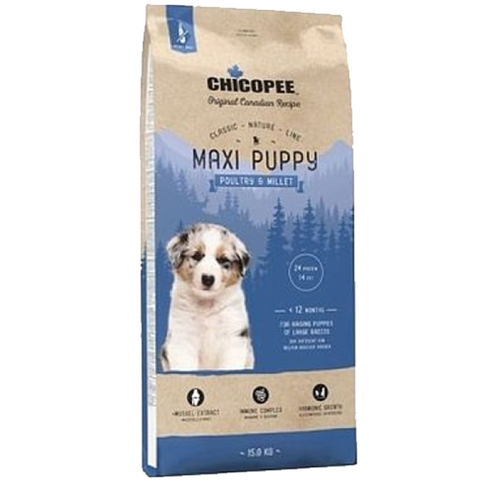Chicopee CNL Maxi Puppy Poultry and Millet - корм Чикопи Классик для щенков крупных пород, 15 кг