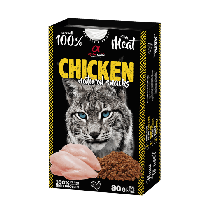 Ласощі для котів Alpha spirit CAT NATURAL SNACK CHICKEN Натурал Снек, курка, 80 г