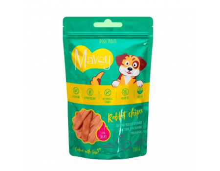 Лакомство для собак Mavsy-Dried Rabbit Chip, диетические чипсы из кролика для собак с чувствительным пищеварением, 100 г