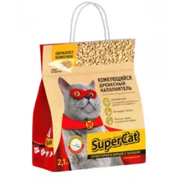 Super Cat - Дерев'яний наповнювач, що комкується, для котячого туалету..