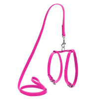 Шлея "WAUDOG GLAMOUR" с поводком (ширина 9мм, А:20-30см, В:30-40см), розовый