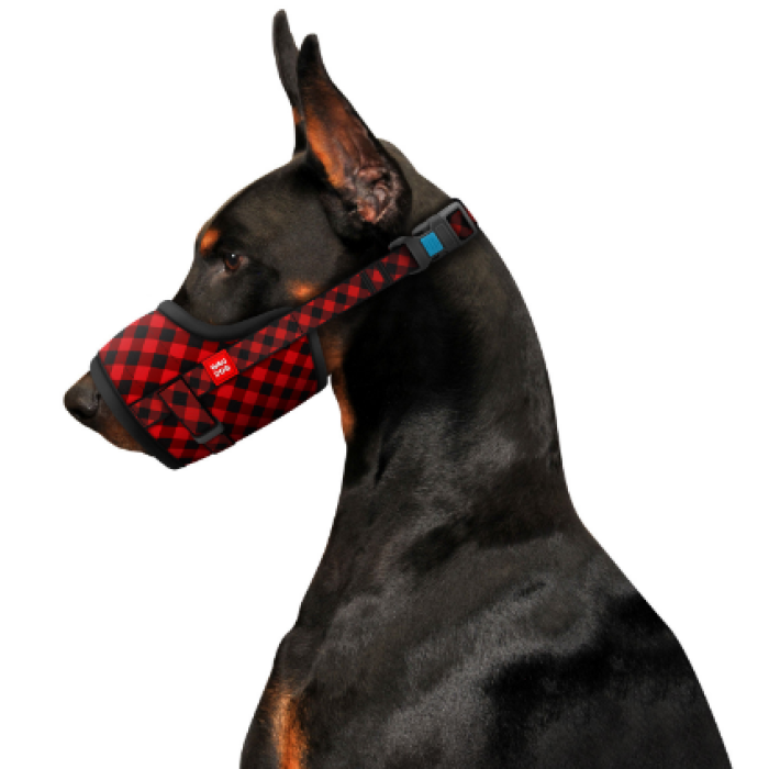 Намордник WAUDOG Nylon, рисунок "Шотландка красная" (размер №1, обхват 14-20 см)