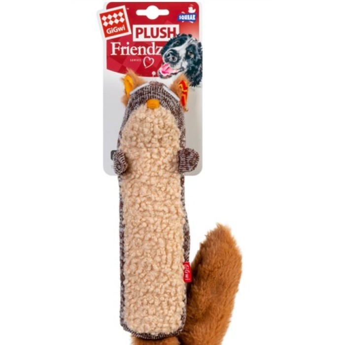 COLLAR Gigwi Plush Игрушка для собак белка с пищалкой, текстиль, 29 см