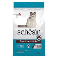 Сухой монопротеиновый корм Schesir Cat Sterilized & Light, для стерилизованных кошек, для кошек подверженных полноте, рыба, 1.5 кг