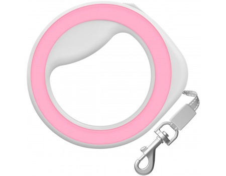 Повідець-рулетка кругла WAUDOG, розмір XS-M, 2,9 м, рожева