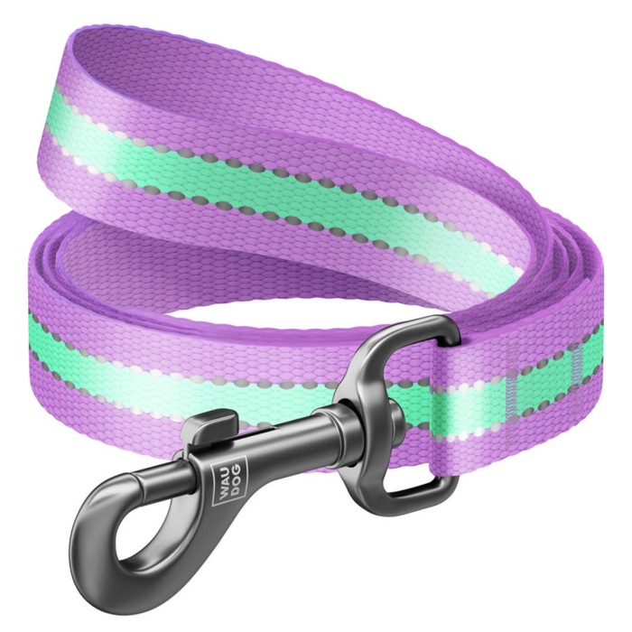 Повідець WAUDOG Nylon, що світиться, 20 мм/122 см, фіолетовий