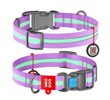 Ошейник WAUDOG Nylon с QR-паспортом, светящийся, пластиковая пряжка-фа..