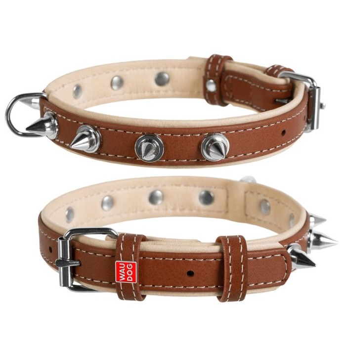 Ошейник WAUDOG SOFT с шипами, 20 мм/ 30-39 см, коричневый
