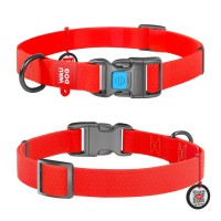 Ошейник WAUDOG Waterproof с QR-паспортом, водостойкий,пластиковая пряжка-фастекс, 15 мм/23-35 см, красный