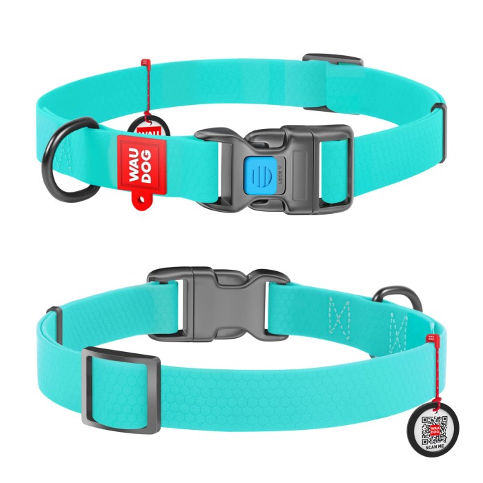 Нашийник WAUDOG Waterproof з QR-паспортом, що світиться, водостійкий, пластикова пряжка-фастекс, 15 мм/23-35 см, ментоловий