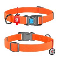 Ошейник WAUDOG Waterproof с QR-паспортом, водостойкий,пластиковая пряжка-фастекс, 15 мм/23-35 см, оранжевый