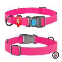 Ошейник WAUDOG Waterproof с QR-паспортом, водостойкий,пластиковая пряжка-фастекс, 15 мм/23-35 см, розовый