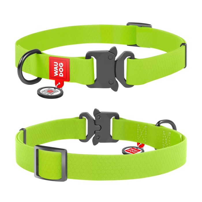Нашийник WAUDOG Waterproof з QR-паспортом, водостійкий, металева пряжка-фастекс, 15 мм/23-35 см, салатовий