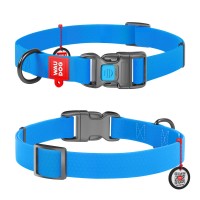 Ошейник WAUDOG Waterproof с QR-паспортом, водостойкий, металлическая пряжка-фастекс, 25 мм/35-58 см, голубой