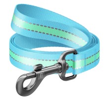 Поводок WAUDOG Nylon, светящийся, 20 мм/122 см, голубой..
