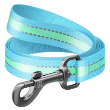 Поводок WAUDOG Nylon, светящийся, 20 мм/122 см, голубой
