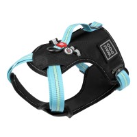 Шлея WAUDOG Nylon с QR-паспортом, безопасная, металлическая пряжка-фастекс (размер S, обхват груди - 55-65 см, обхват шеи - 35-60 см), голубая