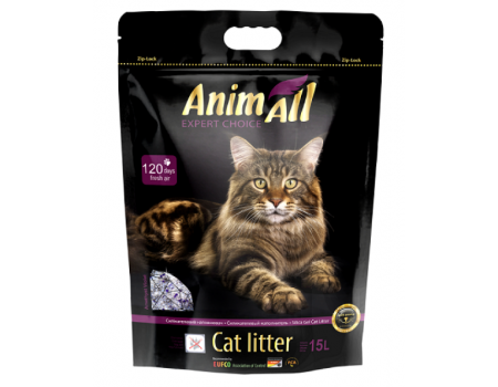 AnimAll "Фиолетовый Аметист" - Силикагелевый наполнитель для кошачьего туалета, 6.7 кг/15л