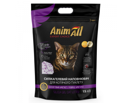 AnimAll "Фиолетовый Аметист" - Силикагелевый наполнитель для кошачьего туалета, 6.7 кг/15л