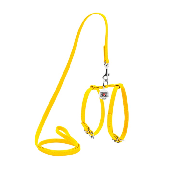 Шлея Collar "WAUDOG GLAMOUR" с поводком для кошек, мелких собак ш 12мм, желтый