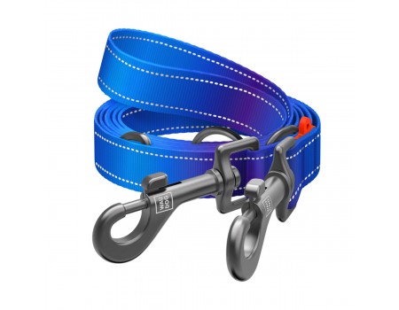 Поводок-перестежка для собак WAUDOG Nylon Mono, светоотражающий, М, Ш 20 мм, Д 300 см, синий