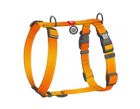 Шлея для собак H-подібна WAUDOG Nylon Mono QR світловід. розмір М Ш 20мм А 38-60cм В 45-60cм помаран