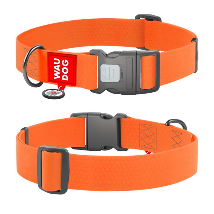 Ошейник для собак WAUDOG Waterproof с QR, водостойкий, XXL, Ш 4 см, Длин 46-70 см, оранжевый