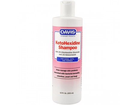 Davis KetoHexidine Shampoo ДЕВІС КЕТОГЕКСИДИН шампунь з 2% хлоргексидином та 1% кетоконазолом для собак та котів із захворюваннями шкіри, 355 мл