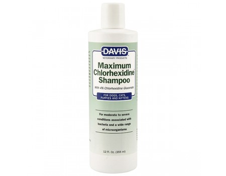 Davis Maximum Chlorhexidine Shampoo ДЕВІС МАКСИМУМ ХЛОРГЕКСИДИН шампунь з 4% хлоргексидином для собак та котів захворюваннями шкіри та вовни, 355 мл