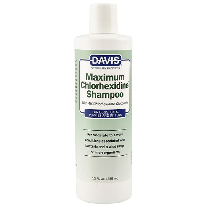 Davis Maximum Chlorhexidine Shampoo ДЕВІС МАКСИМУМ ХЛОРГЕКСИДИН шампунь з 4% хлоргексидином для собак та котів захворюваннями шкіри та вовни, 355 мл